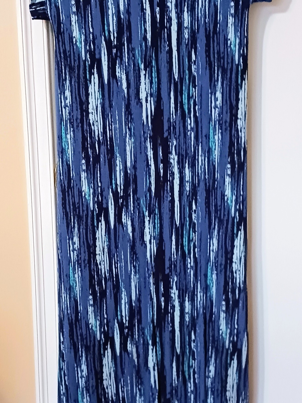 LuLaRoe Macy Dress Maxi Blue/black Abstract Print Cap Sleeve Size XXS (6-8) NWT